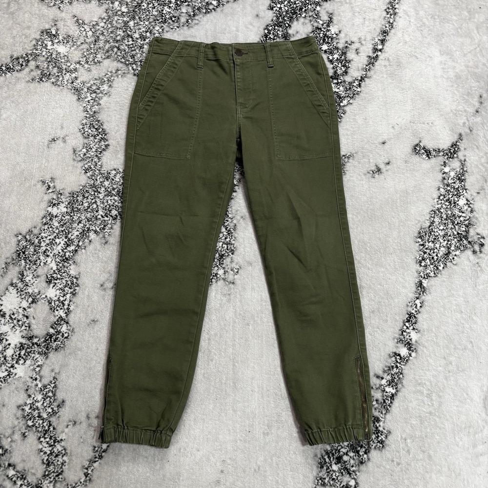 Cabi Women's Size 4 Olive Green Utility Jogger Pants Ankle Zip Stretch Casual